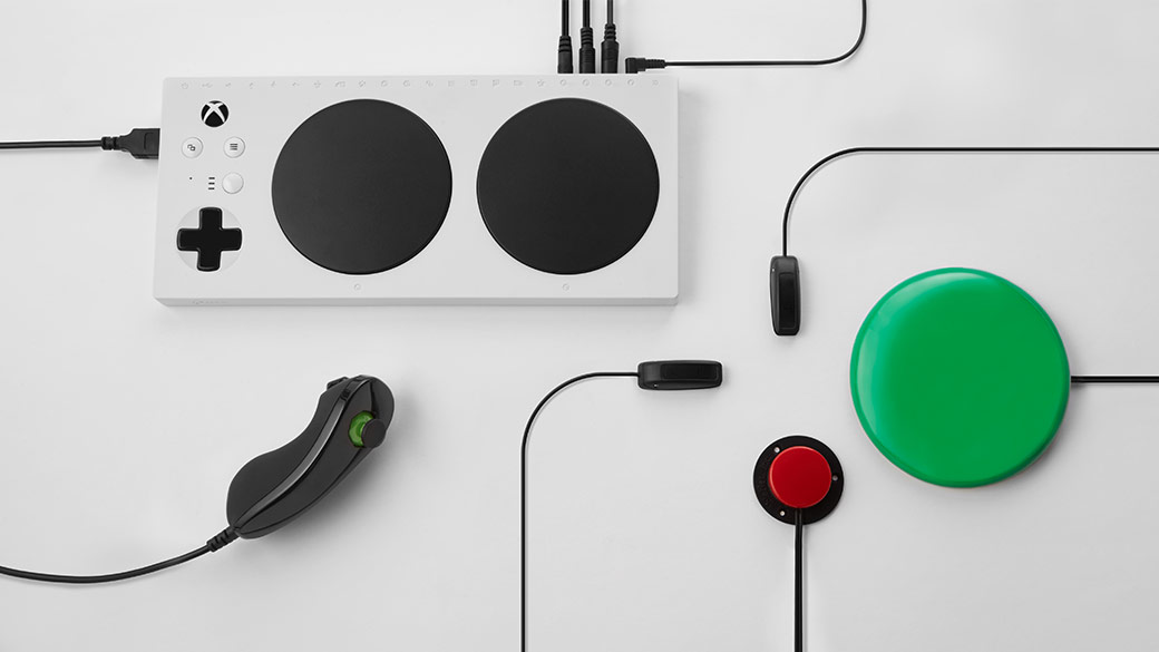 adaptive controller, a white, rectangle controller by xbox